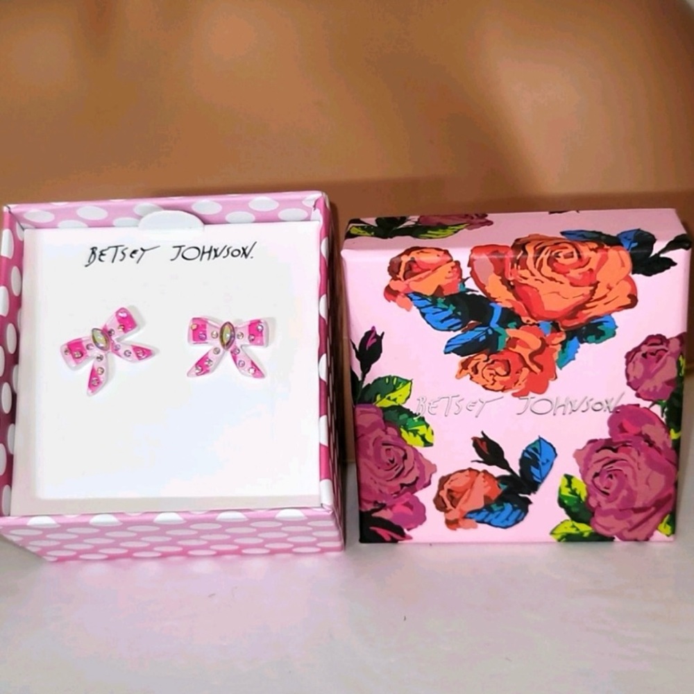 Betsey Johnson Pink Bow Earrings